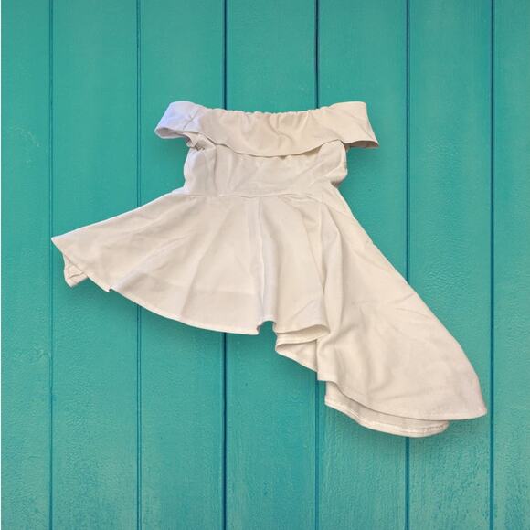 Lulus White Asymmetrical Off The Shoulder Spring Blouse Size S - Picture 7 of 9